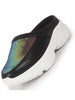 Women Black Back Open Embellished Slip On Mules