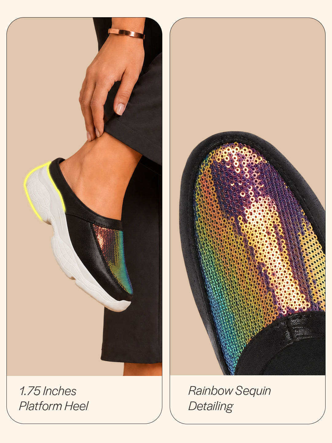 Women Black Back Open Embellished Slip On Mules for Evening|Party Outfit|Ultra Soft Shoes with Anti Skid Sole