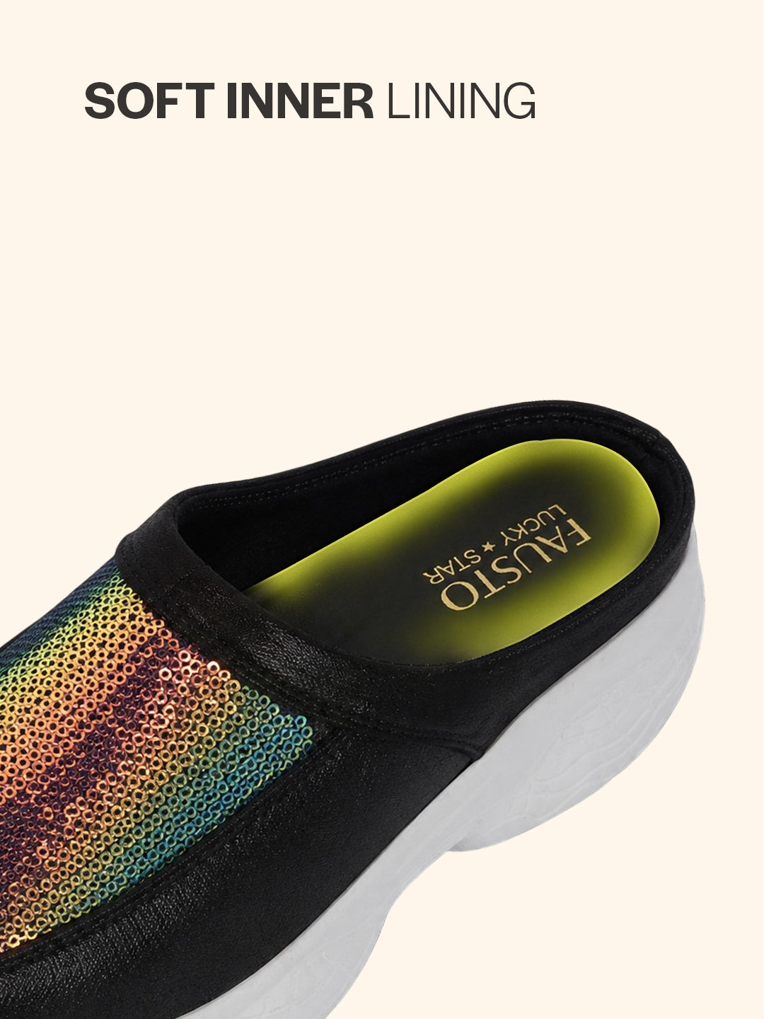 Women Black Back Open Embellished Slip On Mules for Evening|Party Outfit|Ultra Soft Shoes with Anti Skid Sole