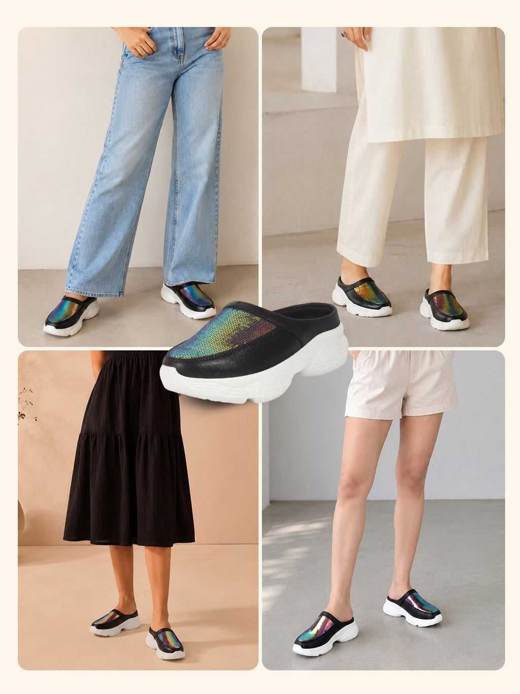 Women Black Back Open Embellished Slip On Mules for Evening|Party Outfit|Ultra Soft Shoes with Anti Skid Sole