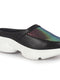 Women Black Back Open Embellished Slip On Mules