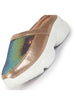 Women Golden Back Open Embellished Slip On Mules