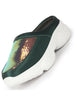Women Green Back Open Embellished Slip On Mules