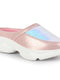 Women Pink Back Open Embellished Slip On Mules