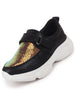Women Black Stylish Hook & Loop Sneakers