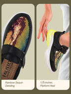 Shop Women Black Stylish Hook & Loop Sneakers Online.