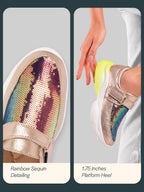Women Golden Stylish Hook & Loop Sneakers