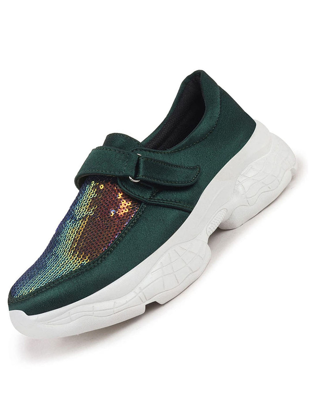 Women Green Stylish Slip On Sneakers