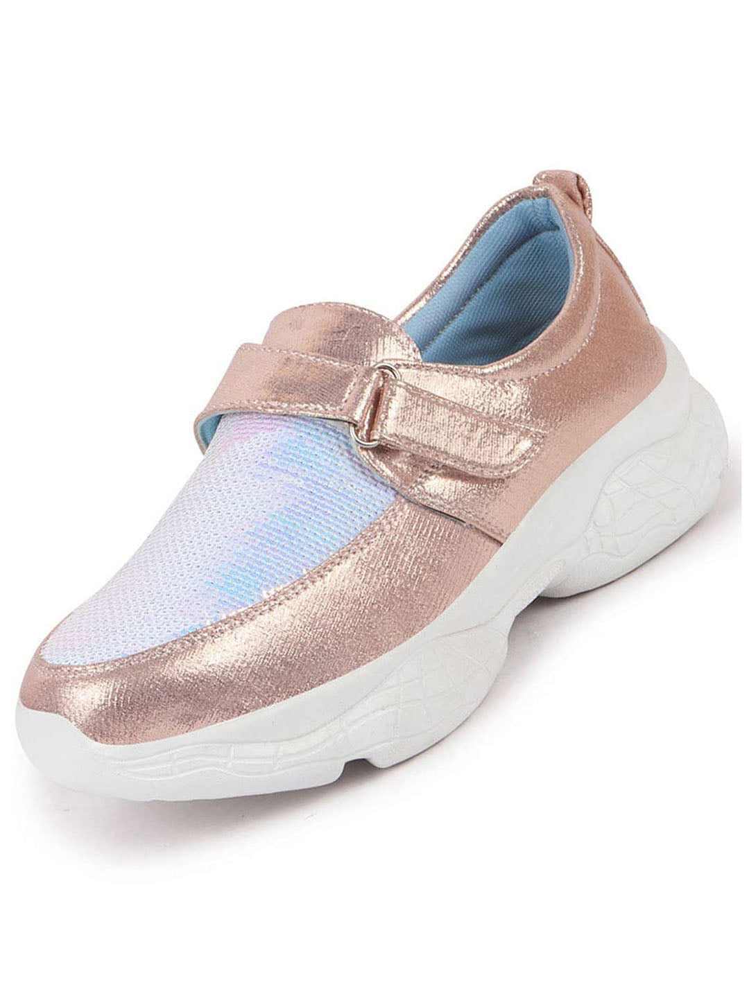 Shop Women Pink Stylish Hook & Loop Sneakers Online.