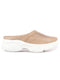 Women Beige Laser Cut Design Stitched Back Open Slip On Mules Shoes