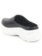 Women Black Laser Cut Design Stitched Back Open Slip On Mules Shoes