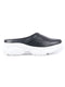 Women Black Laser Cut Design Stitched Back Open Slip On Mules Shoes
