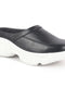Women Black Laser Cut Design Stitched Back Open Slip On Mules Shoes