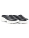 Women Black Laser Cut Design Stitched Back Open Slip On Mules Shoes