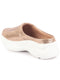 Women Golden Laser Cut Design Stitched Back Open Slip On Mules Shoes