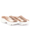 Women Golden Laser Cut Design Stitched Back Open Slip On Mules Shoes