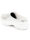 Women Silver Laser Cut Design Stitched Back Open Slip On Mules Shoes