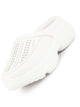 Women White Laser Cut Design Stitched Back Open Slip On Mules Shoes