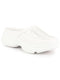 Women White Laser Cut Design Stitched Back Open Slip On Mules Shoes