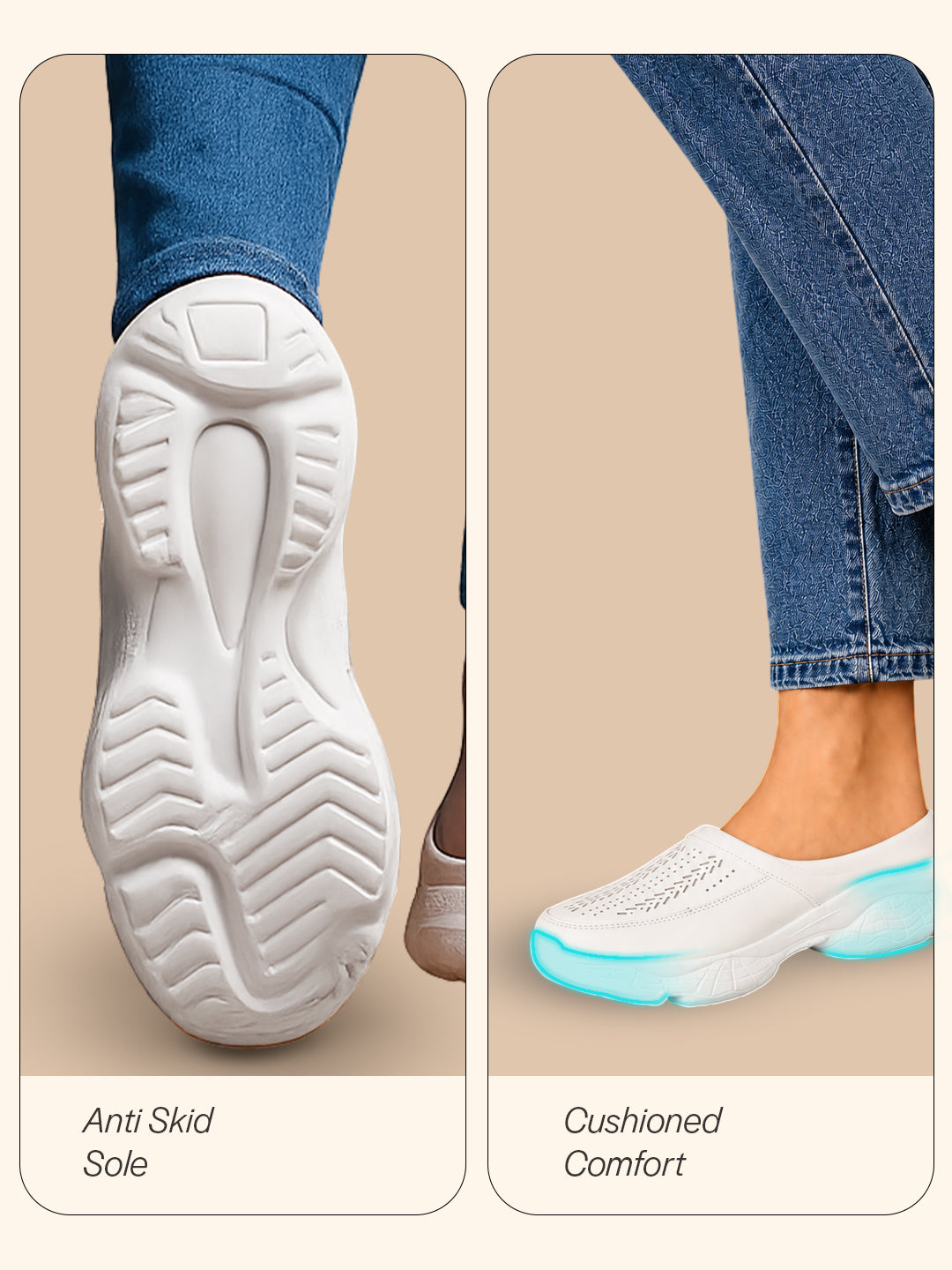 Women White Laser Cut Design Stitched Back Open Slip On Mules Shoes