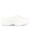 Women White Laser Cut Design Stitched Back Open Slip On Mules Shoes
