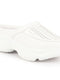 Women White Laser Cut Design Stitched Back Open Slip On Mules Shoes