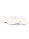 Women White Laser Cut Design Stitched Back Open Slip On Mules Shoes