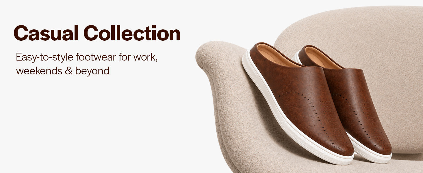 Men Brown Back Open Stylish Design Slip On Shoes