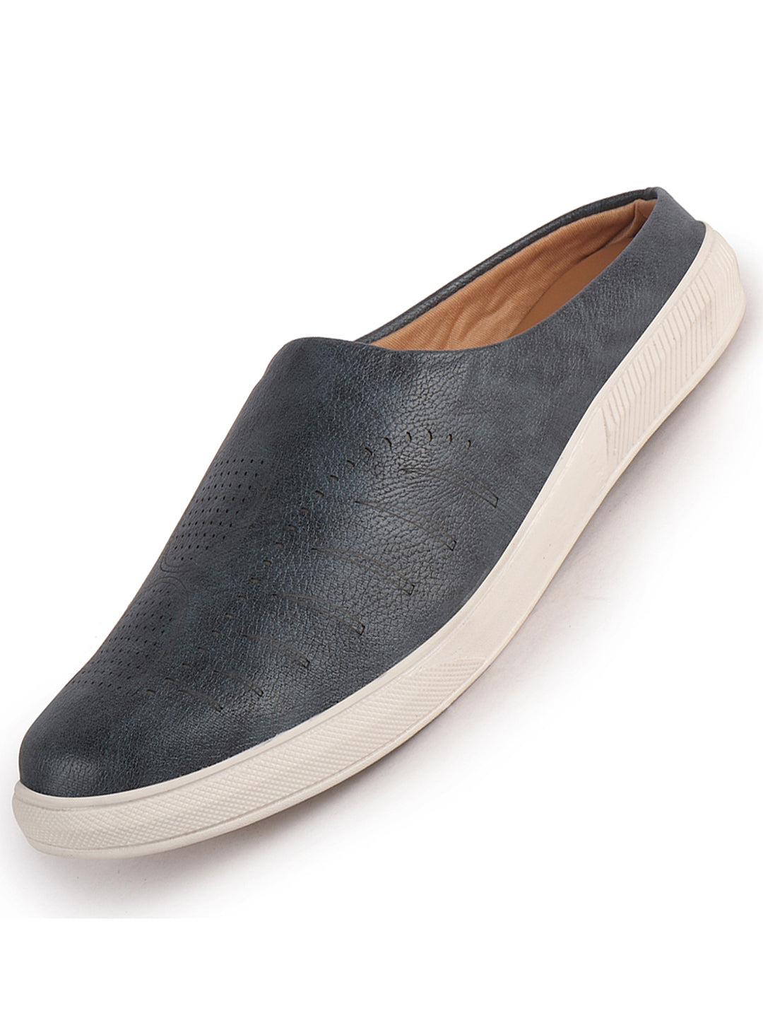 Men Blue Back Open Stylish Design Slip On Shoes