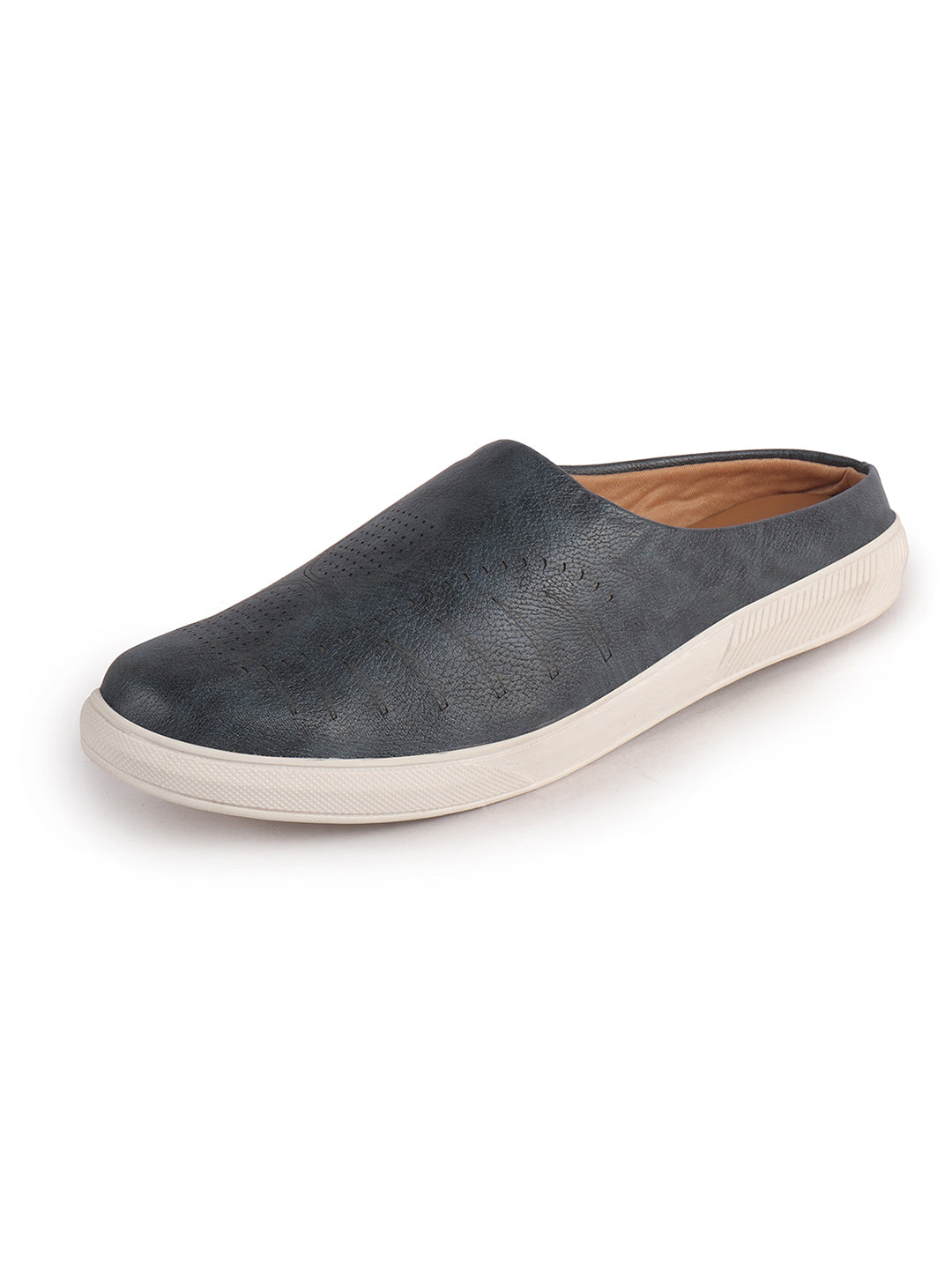 Men Blue Back Open Stylish Design Slip On Shoes