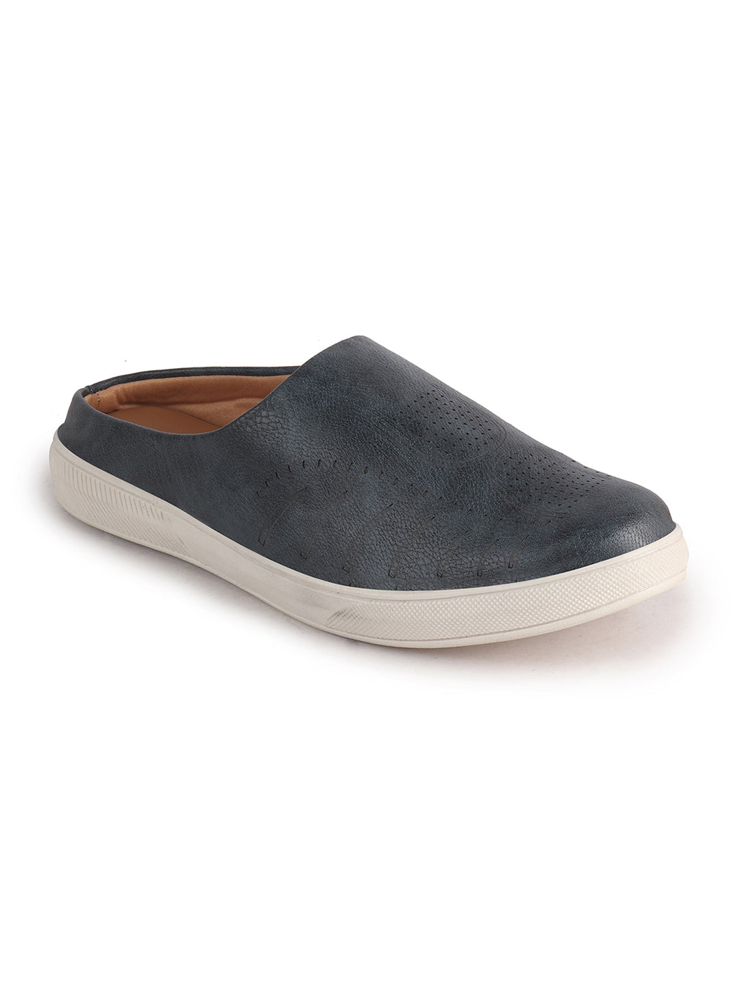 Men Blue Back Open Stylish Design Slip On Shoes