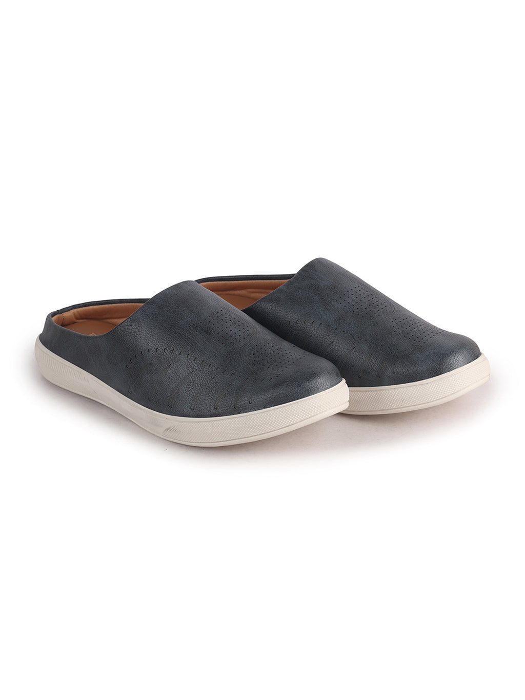 Men Blue Back Open Stylish Design Slip On Shoes