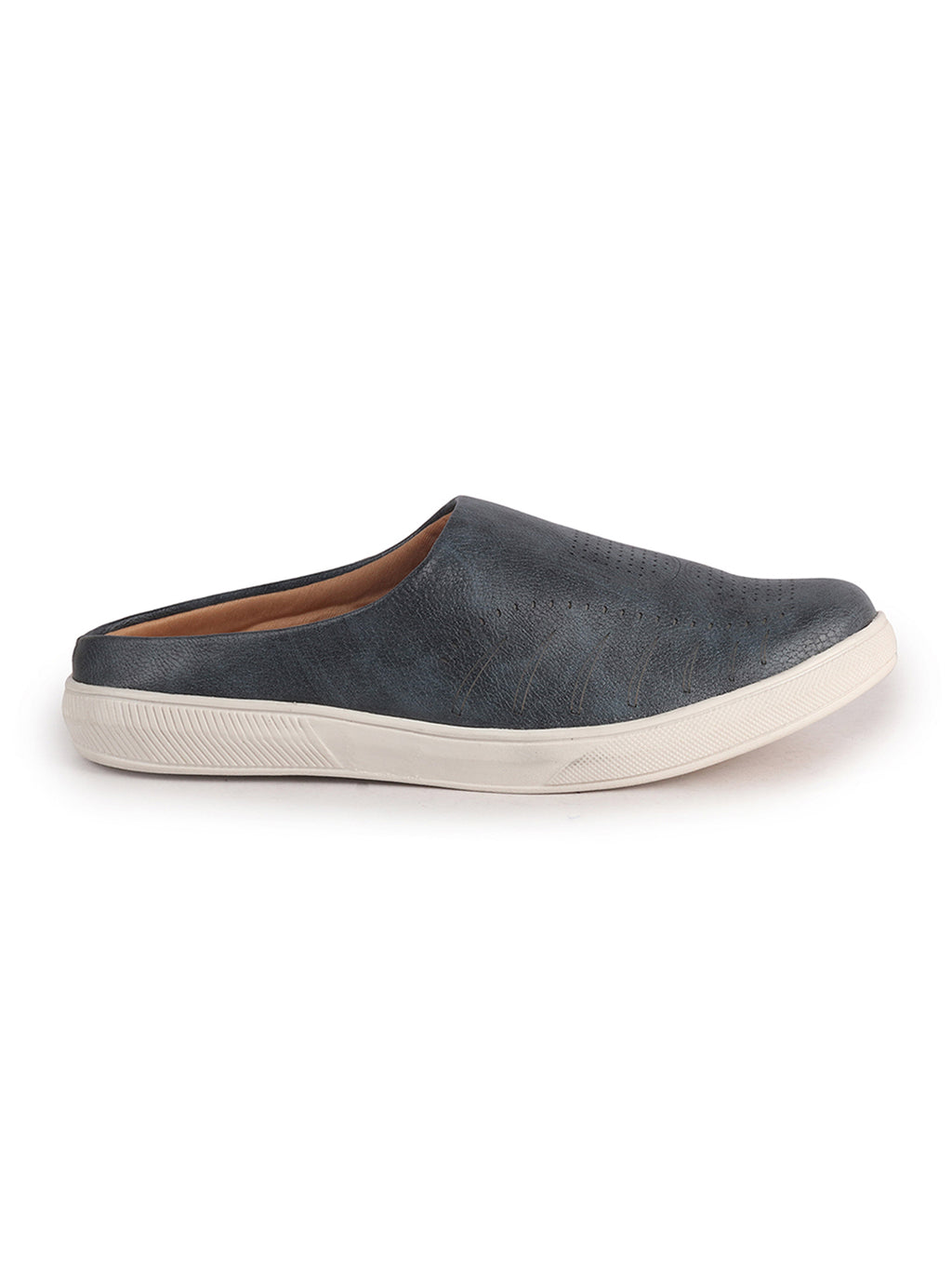 Men Blue Back Open Stylish Design Slip On Shoes