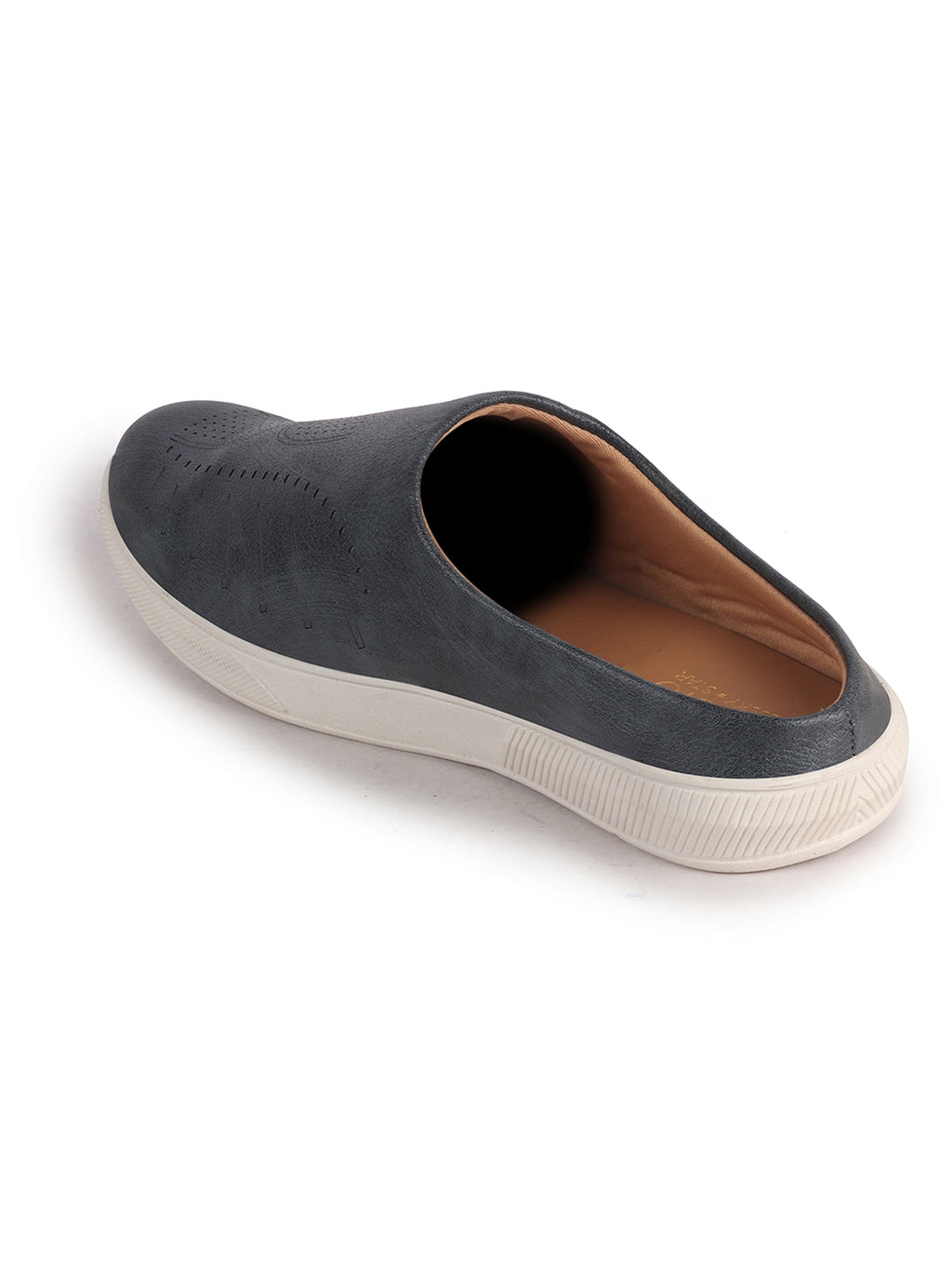 Men Blue Back Open Stylish Design Slip On Shoes