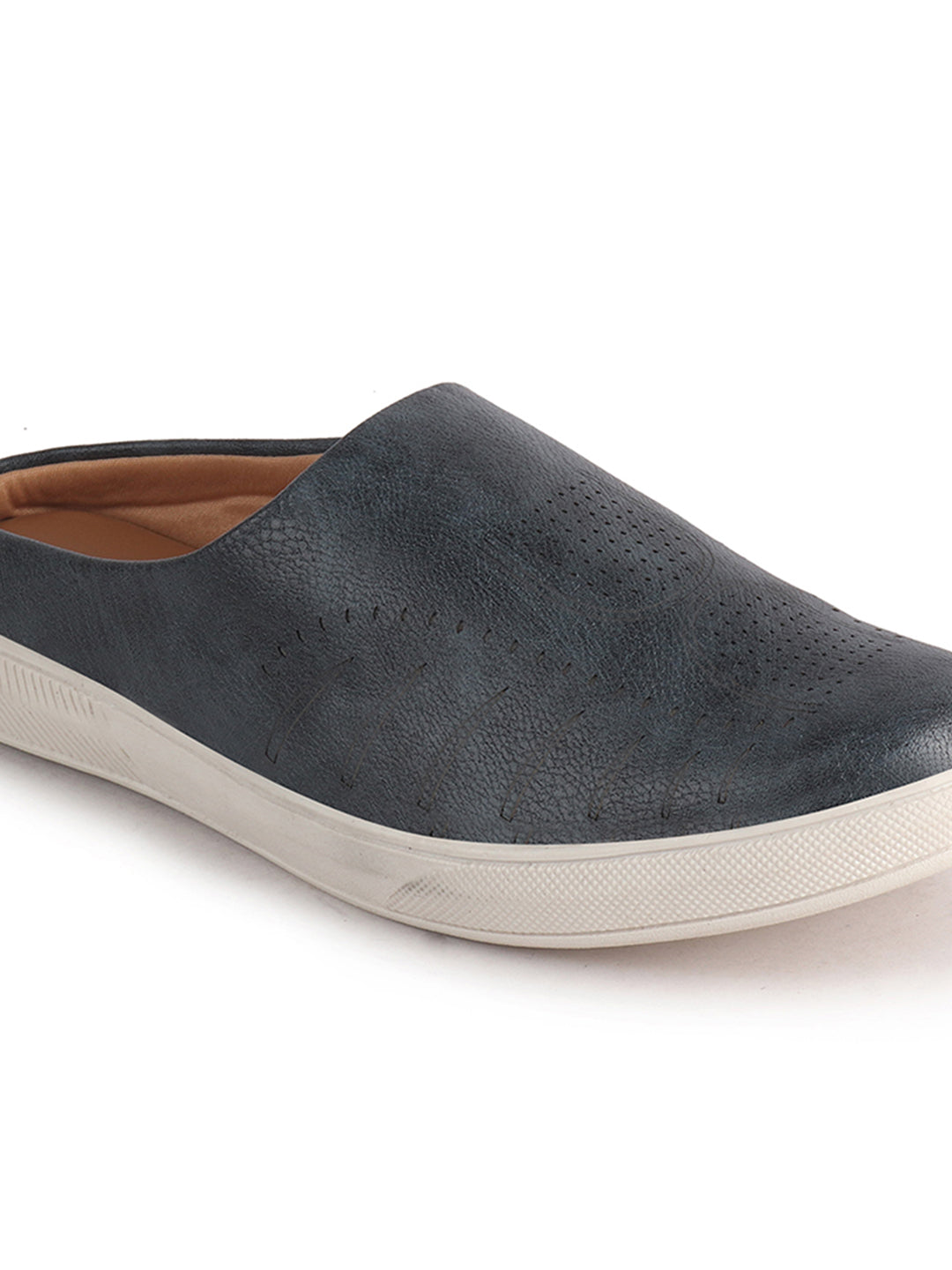 Men Blue Back Open Stylish Design Slip On Shoes