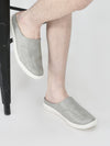 Men Grey Back Open Stylish Design Slip On Shoes
