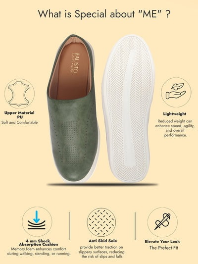Shop Men Grey Back Open Stylish Design Slip On Shoes Online.