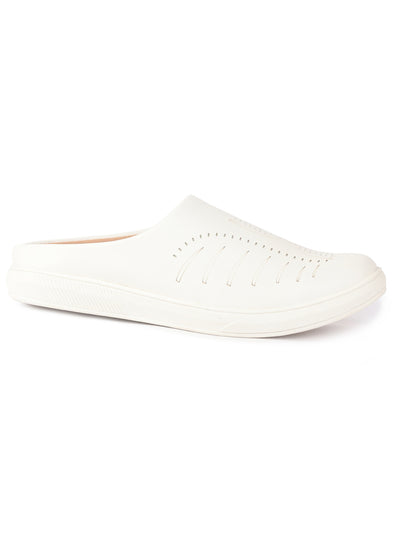 Men White Back Open Stylish Design Slip On Shoes