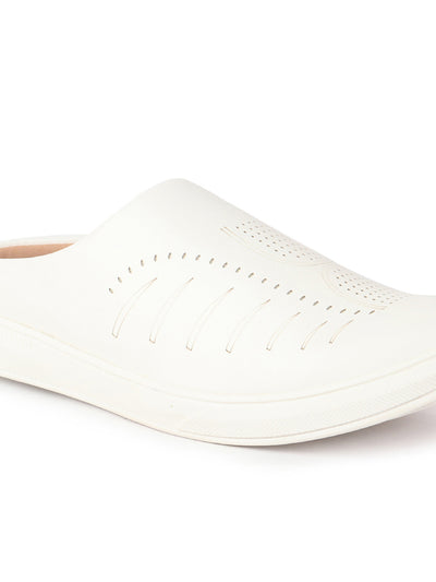 Men White Back Open Stylish Design Slip On Shoes
