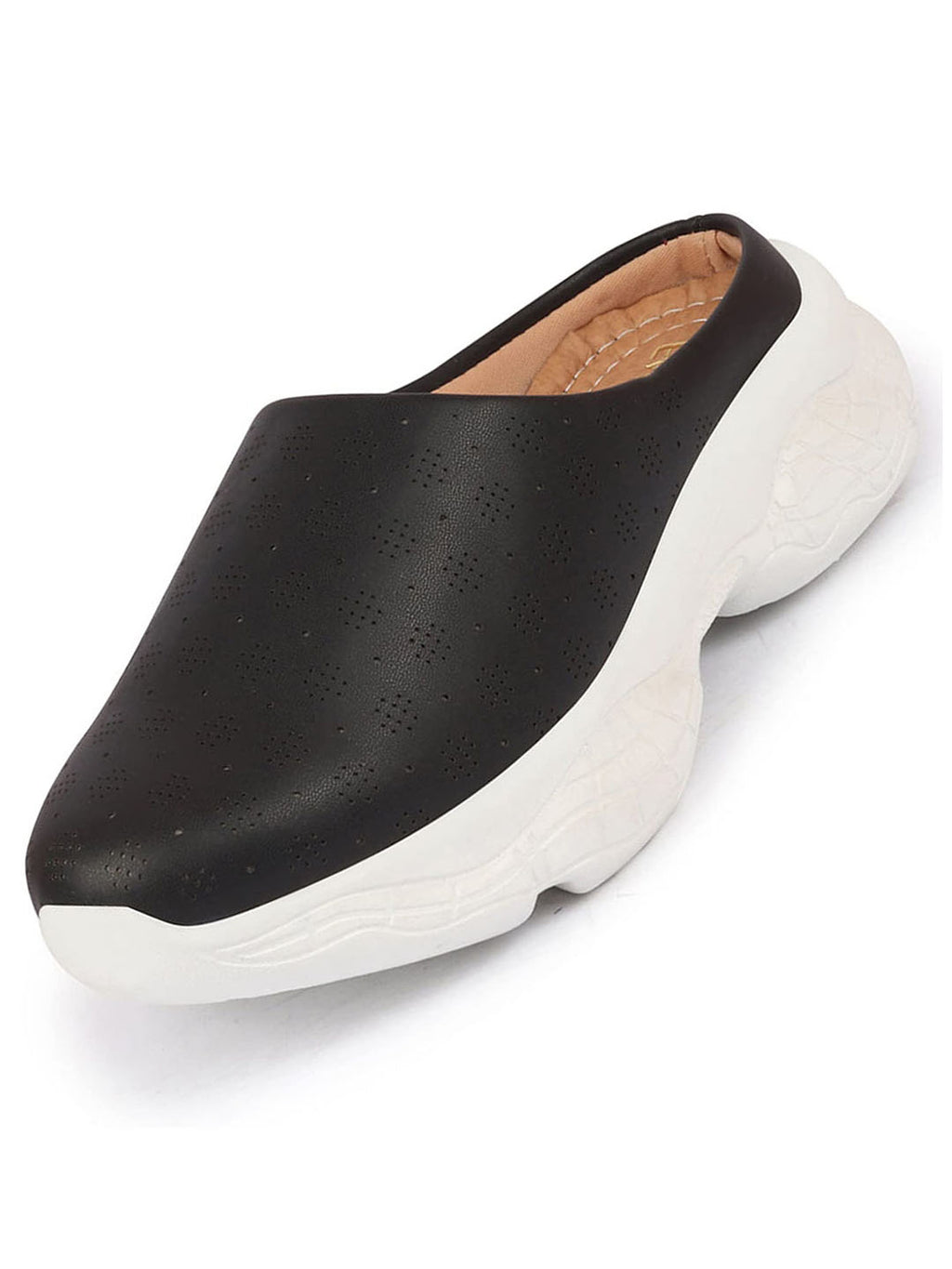 Women Black Back Open Classic Design Slip On Mules Shoes