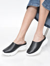 Women Black Back Open Classic Design Slip On Mules Shoes