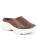 Women Brown Back Open Classic Design Slip On Mules Shoes