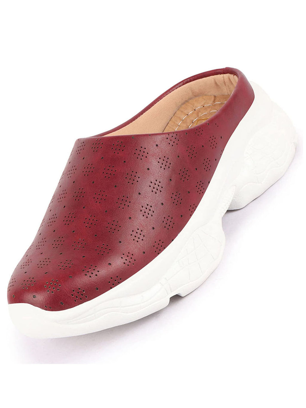 Shop Women Cherry Back Open Classic Design Slip On Mules Shoes Online.