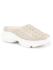 Women Cream Back Open Classic Design Slip On Mules Shoes