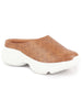 Women Tan Back Open Classic Design Slip On Mules Shoes
