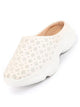 Women White Back Open Classic Design Slip On Mules Shoes