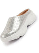 Women Silver Back Open Classic Design Slip On Mules Shoes