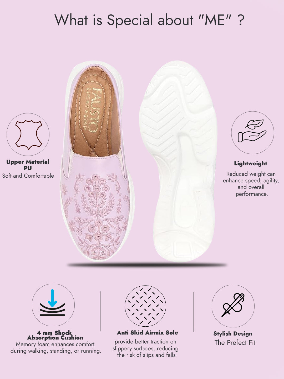 Shop Women Purple Floral Print Embroidery Design Back Open Slip On Mules Shoes Online.