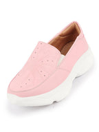 Shop Women Pink Printed Design Stitched Comfort Slip On Sneaker Shoes Online.