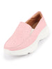Women Pink Printed Design Stitched Comfort Slip On Sneaker Shoes